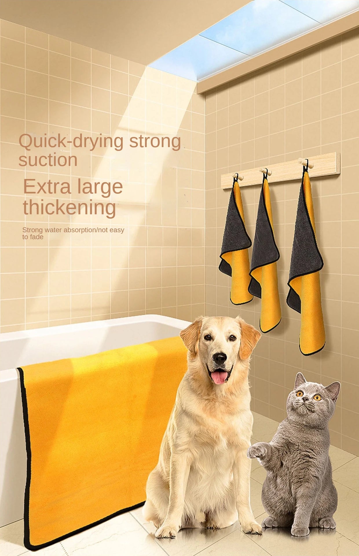 New Pet Dog Absorbent Towel Microfiber Dog Bathing Towel Dog Bathrobes Wiping Cloth